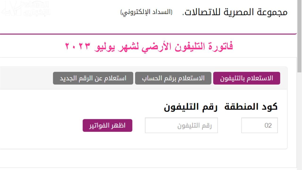 رابط الاستعلام وسداد فاتورة التليفون الأرضي لشهر يوليو 2023 بالخطوات