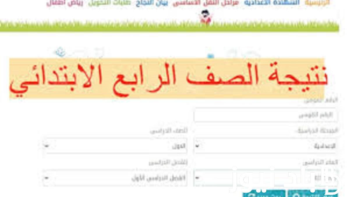 نتيجة الصف الرابع الابتدائي بالاسم فقط 2024 الآن على بوابة التعليم الاساسي eduserv.cairo.gov.eg