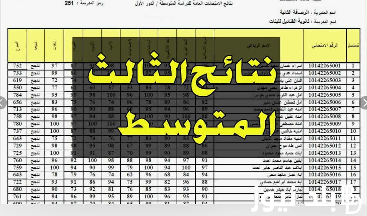 “رسمياً” نتائج الثالث متوسط 2024 عبر موقع نتائجنا الالكتروني nataegna.com  برقم الجلوس