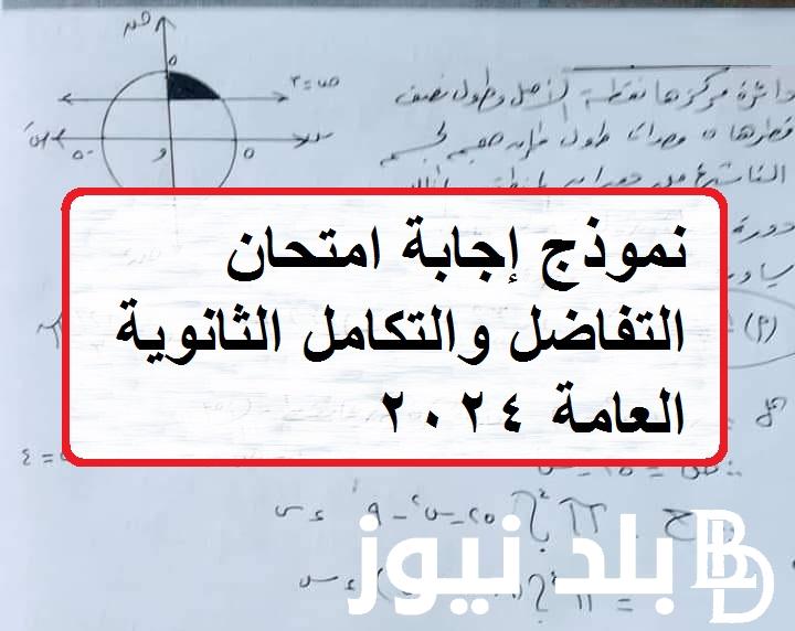 ادخل حالاً  “راجع إجابتك” نموذج إجابة امتحان التفاضل والتكامل الثانوية العامة السبت 2024/7/13 وتوزيع الدرجات وفق إعلان وزارة التربية والتعليم